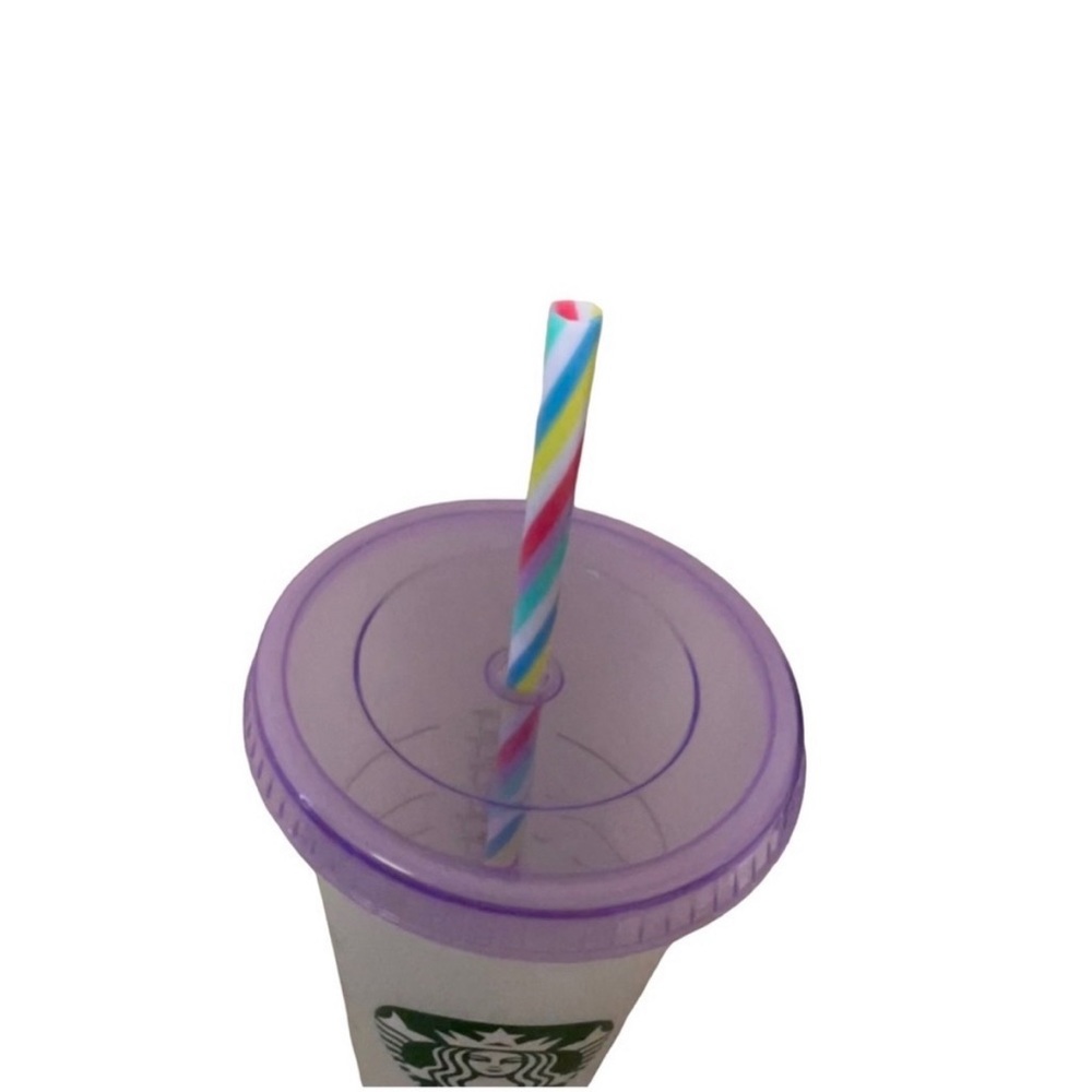 NEW Starbucks Mystery Color Change 24oz Tumbler with Purple Lid & Rainbow Straw